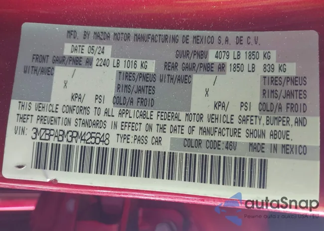 3MZBPABM3RM425648: 43476257