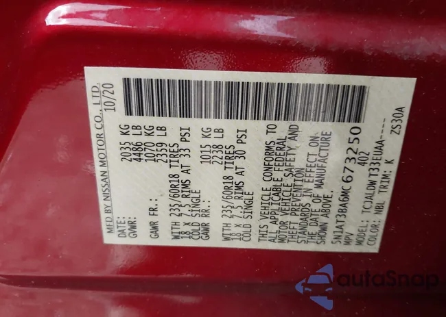 5N1AT3BA6MC673250: 43476274