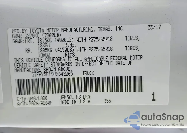 5TFHY5F19HX642065: 43476304