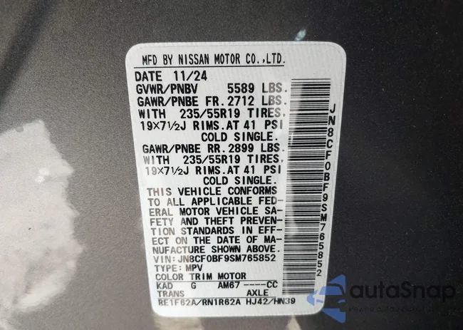 JN8CF0BF9SM765852: 43476322