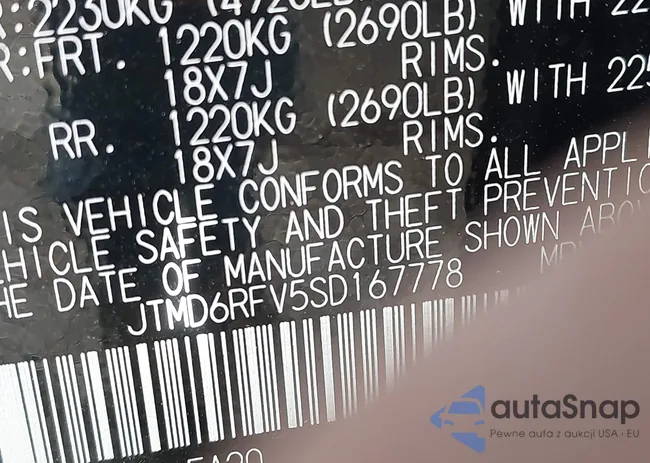 JTMD6RFV5SD167778: 43477606