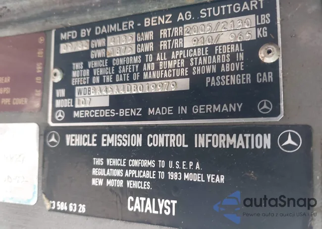 WDBBA45A4DB019979: 43477633