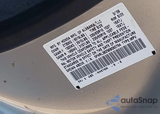 5FNRL38258B060794: 43477746