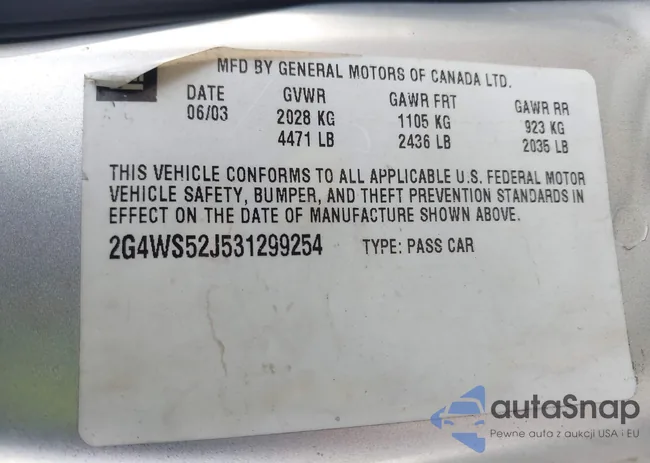 2G4WS52J531299254: 43477786