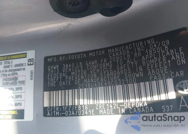 2T1BU40E49C032100: 43477866