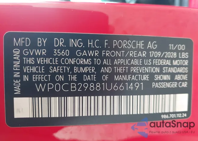 WP0CB29881U661491: 43477901