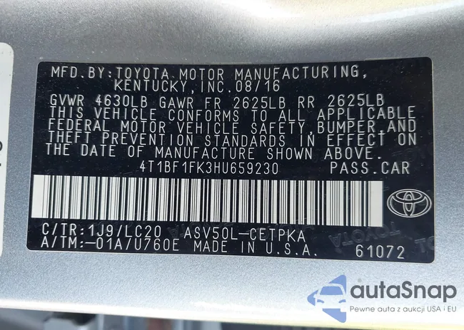 4T1BF1FK3HU659230: 43477968