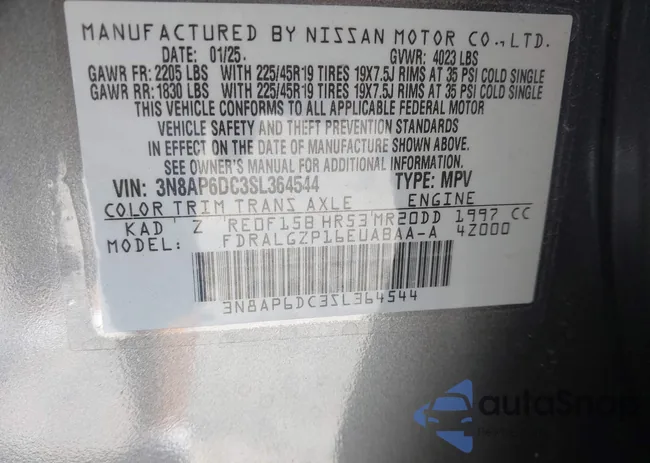 3N8AP6DC3SL364544: 43478024