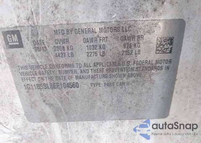 1G11B5SL8EF104560: 43478045