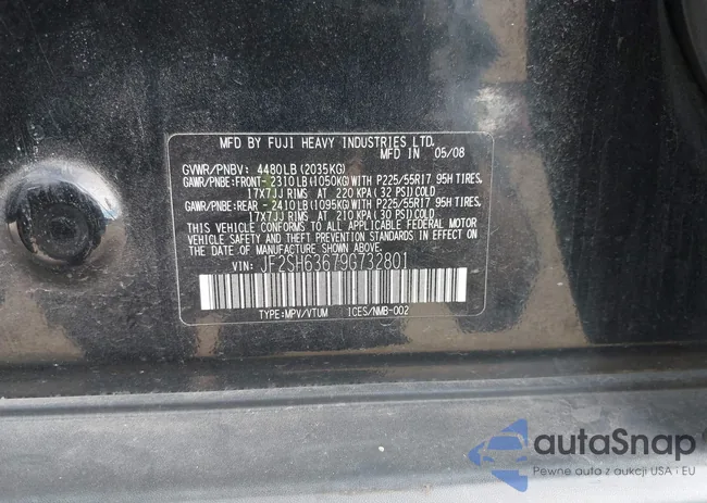 JF2SH63679G732801: 43478055