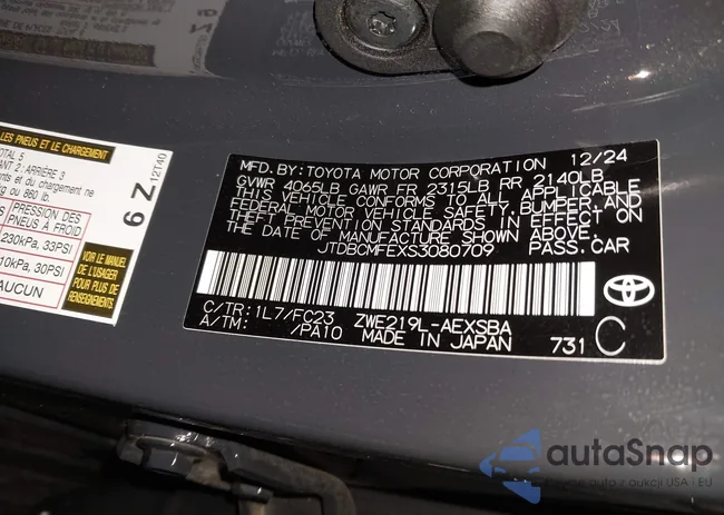 JTDBCMFEXS3080709: 43477209