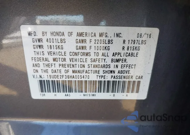 19UDE2F36HA005470: 43477288