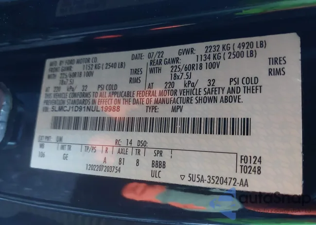 5LMCJ1D91NUL19988: 43477383