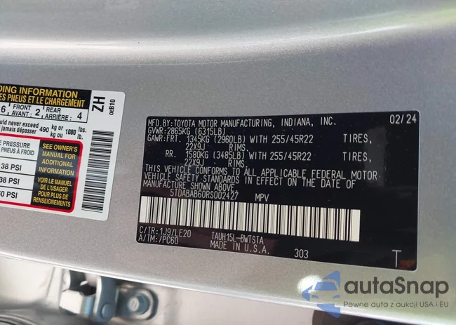 5TDABAB60RS002427: 43477421