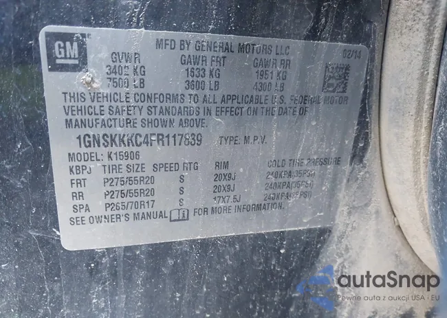 1GNSKKKC4FR117839: 43478493