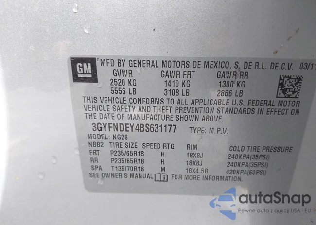 3GYFNDEY4BS631177: 43478565