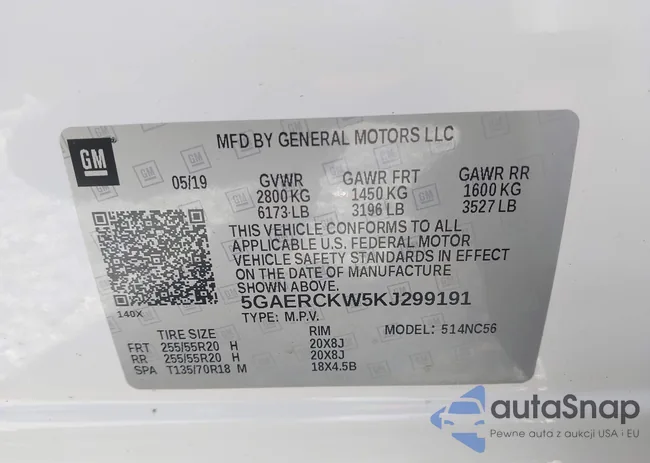 5GAERCKW5KJ299191: 43478578