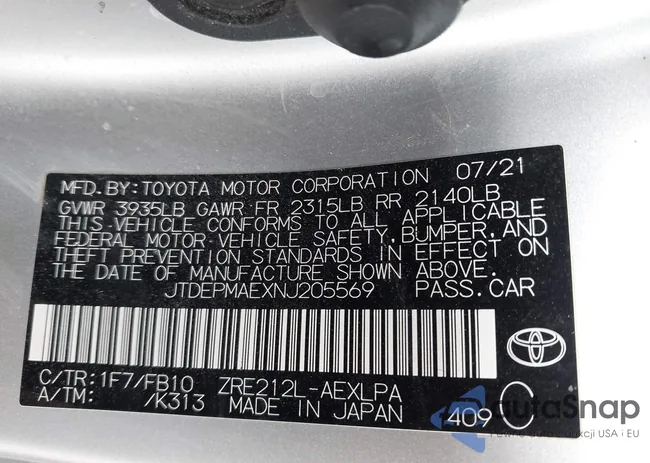 JTDEPMAEXNJ205569: 43478671