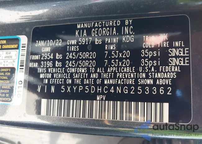 5XYP5DHC4NG253362: 43478748