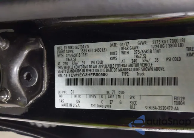 1FTEW1EG3HFB90580: 43478767