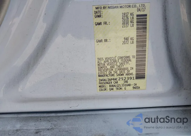 1N4AL3AP4HC252391: 43478776