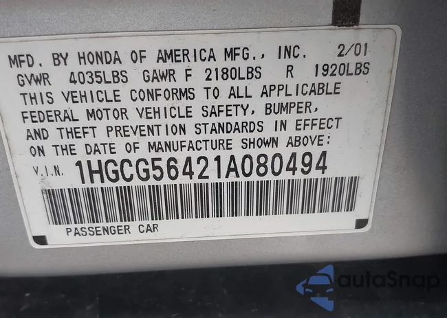 1HGCG56421A080494: 43478900