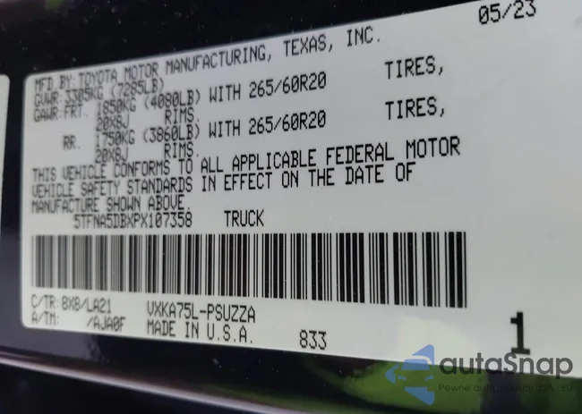 5TFNA5DBXPX107358: 43478121