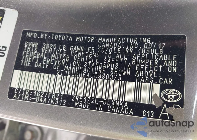 2T1BURHE4JC980373: 43478246