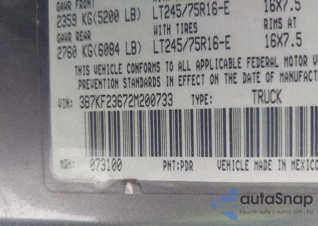 3B7KF23672M200733: 43478451