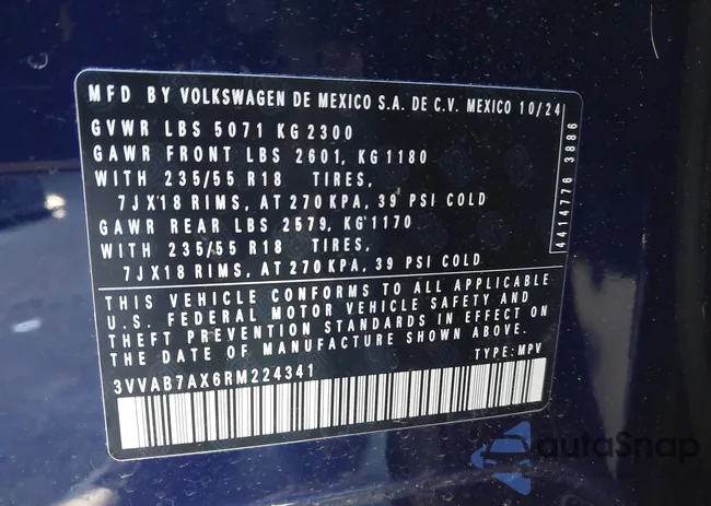 3VVAB7AX6RM224341: 43479478