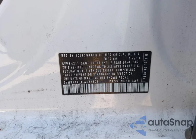 3VWRA7AUXFM054505: 43479569