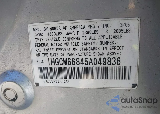 1HGCM66845A049836: 43479650