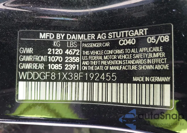 WDDGF81X38F192455: 43479124