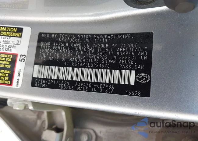 4T1K61AK3LU331578: 43479435