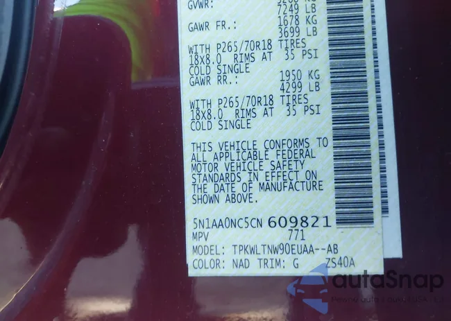 5N1AA0NC5CN609821: 43480527