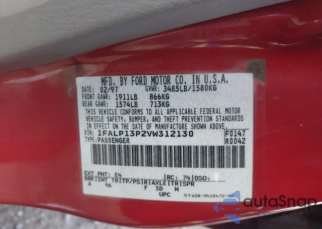 1FALP13P2VW312130: 43480564