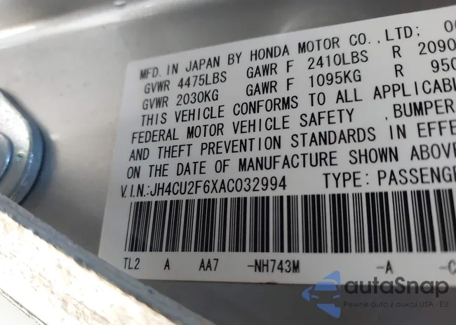 JH4CU2F6XAC032994: 43480686