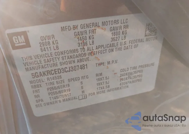 5GAKRCED3CJ307481: 43480708