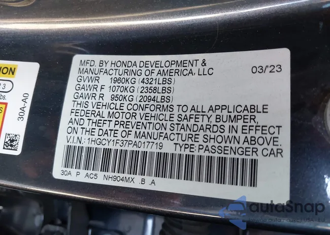 1HGCY1F37PA017719: 43480763