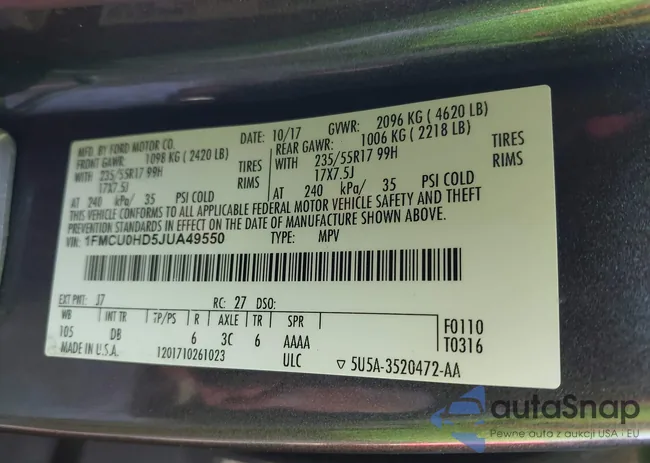 1FMCU0HD5JUA49550: 43480832