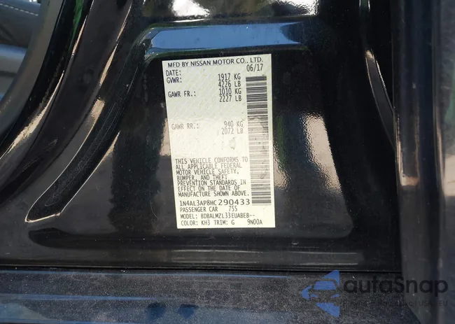 1N4AL3AP8HC290433: 43480883