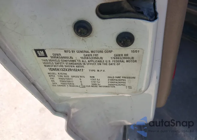 1GNEK13ZX2R162417: 43480906