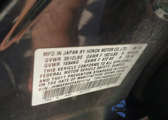 JHMGE8H22AS010764: 43480345