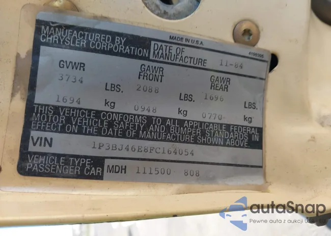 1P3BJ46E8FC164054: 43480346