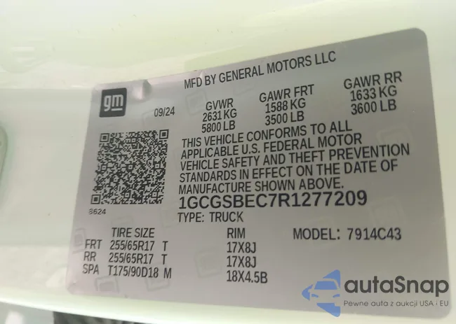 1GCGSBEC7R1277209: 43480375