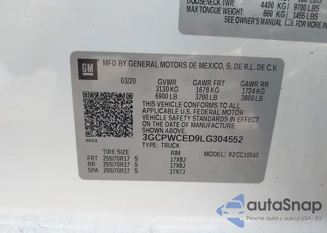 3GCPWCED9LG304552: 43481492