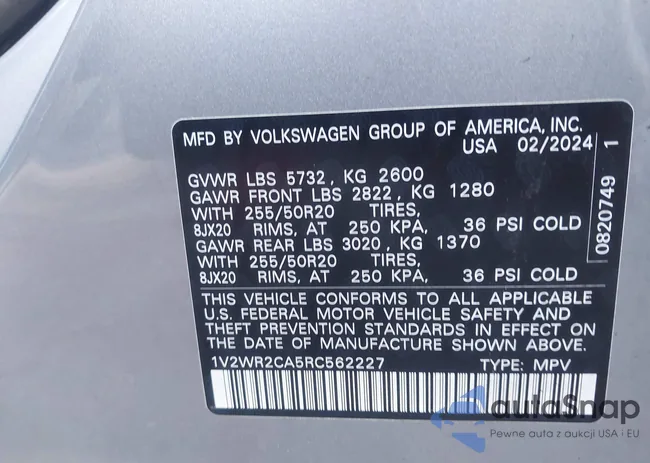 1V2WR2CA5RC562227: 43481576