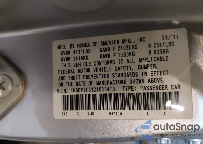 1HGCP2F83CA005470: 43481709