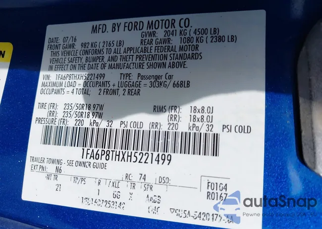 1FA6P8THXH5221499: 43481753