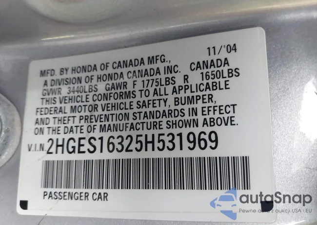 2HGES16325H531969: 43481821